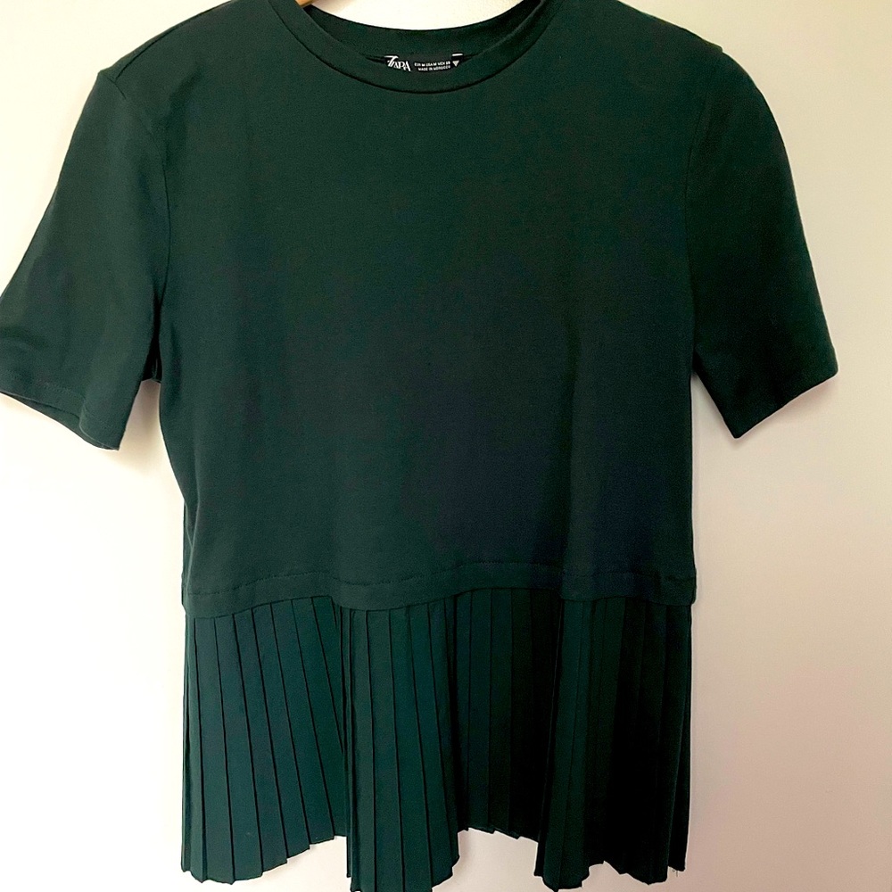 Zara Green Top/ Shirt with Pleats